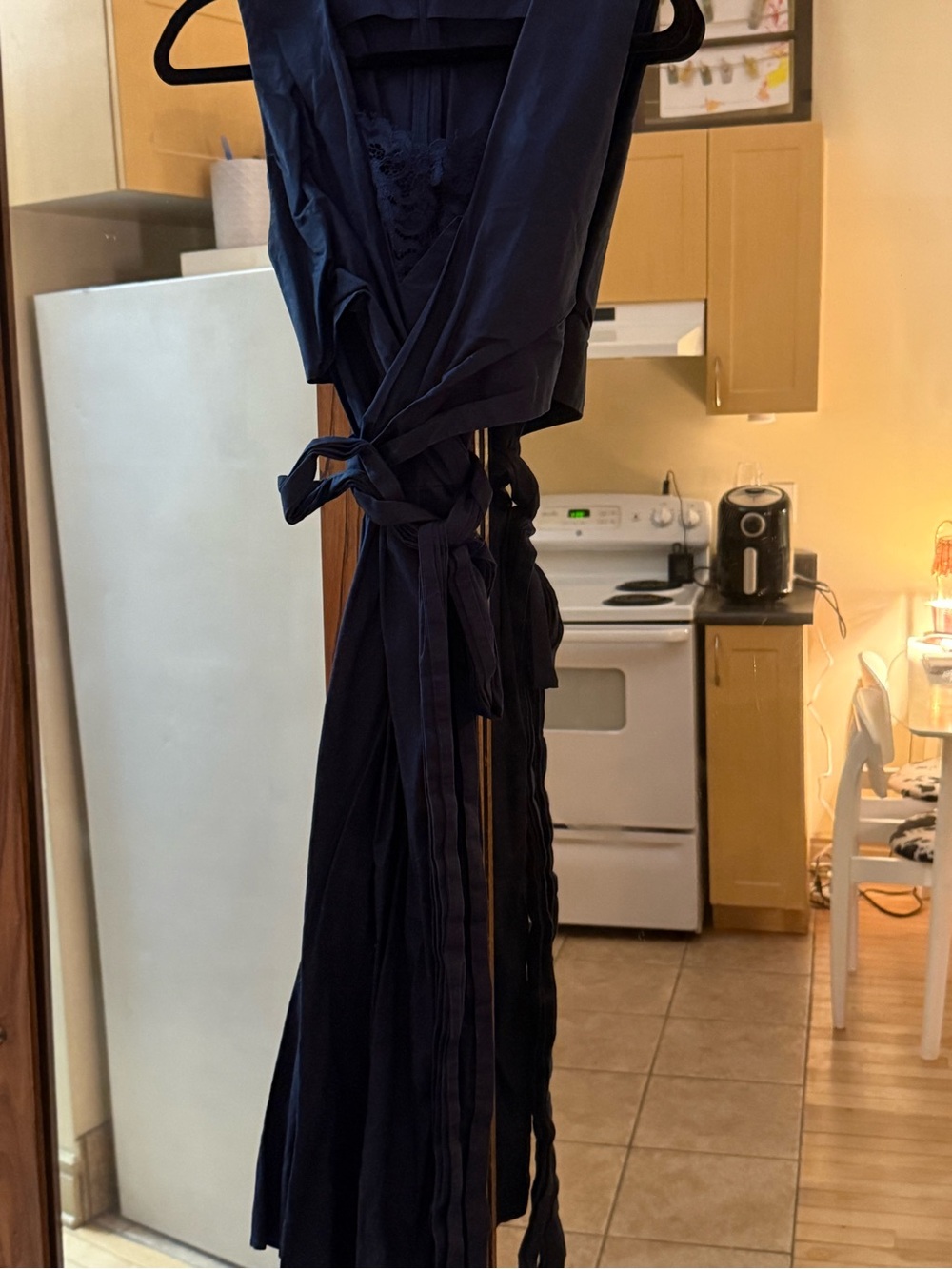 J. Crew Navy Wrap Jumpsuit with Self-Tie Waist